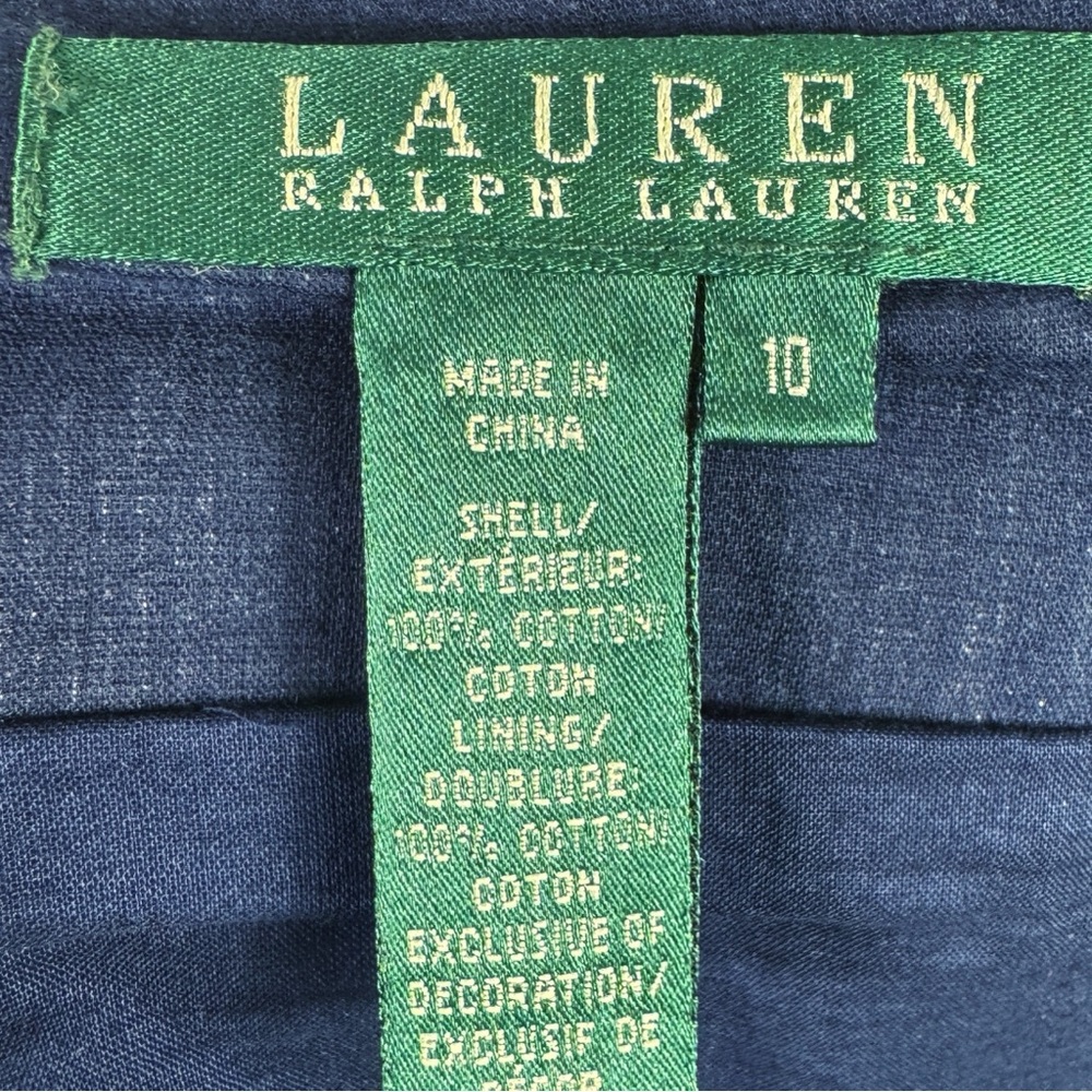 Lauren Ralph Lauren Navy Blue Crinkle Flowy Midi Skirt Women's 10 - Picture 7 of 8